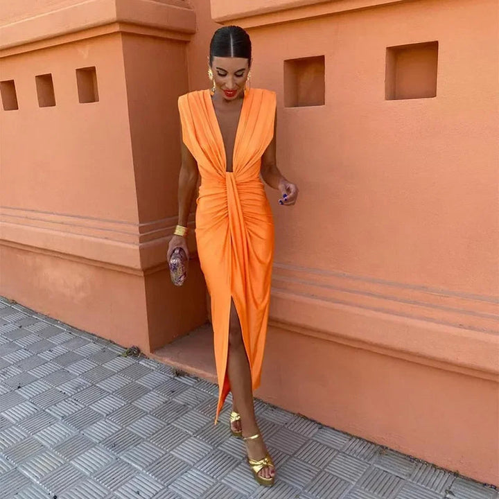 Selena | Vestido Drapeado Ardiente