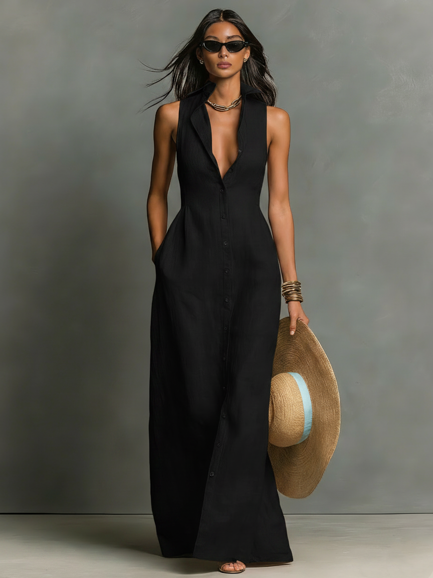 Alba | Vestido camisero de lino fluido