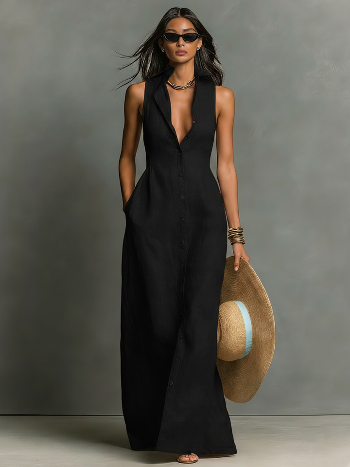 Alba | Vestido camisero de lino fluido