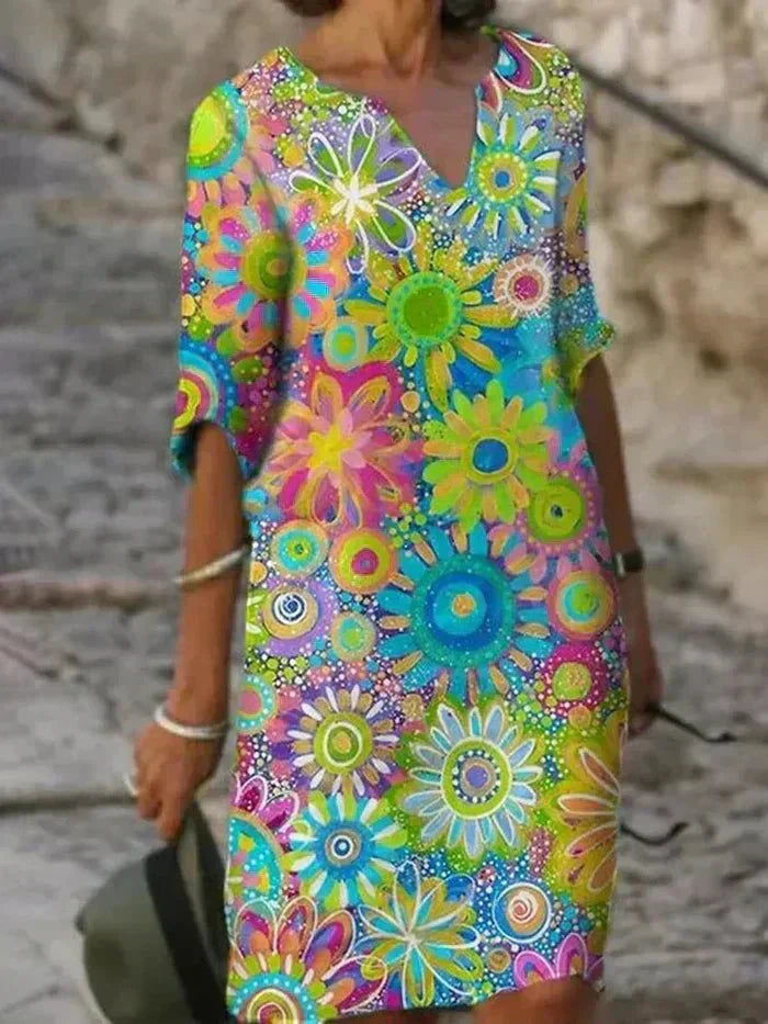 Nira | Vestido Midi Floral Vibrante