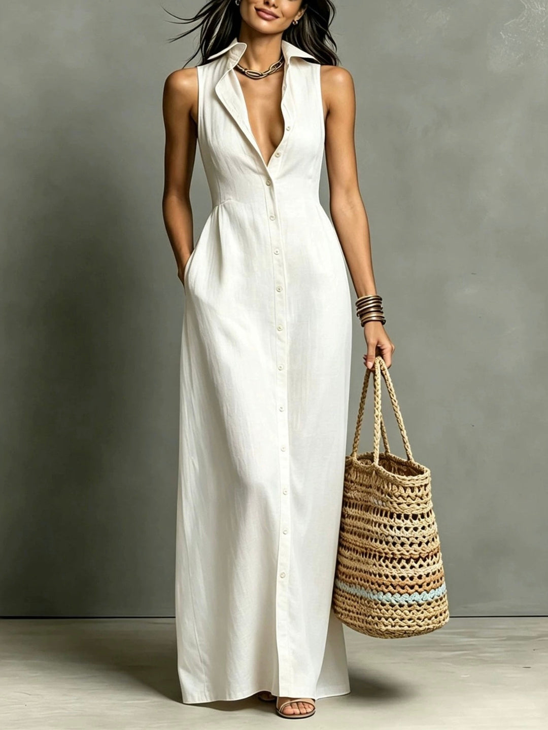 Alba | Vestido camisero de lino fluido