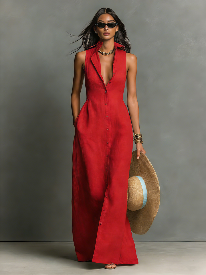 Alba | Vestido camisero de lino fluido